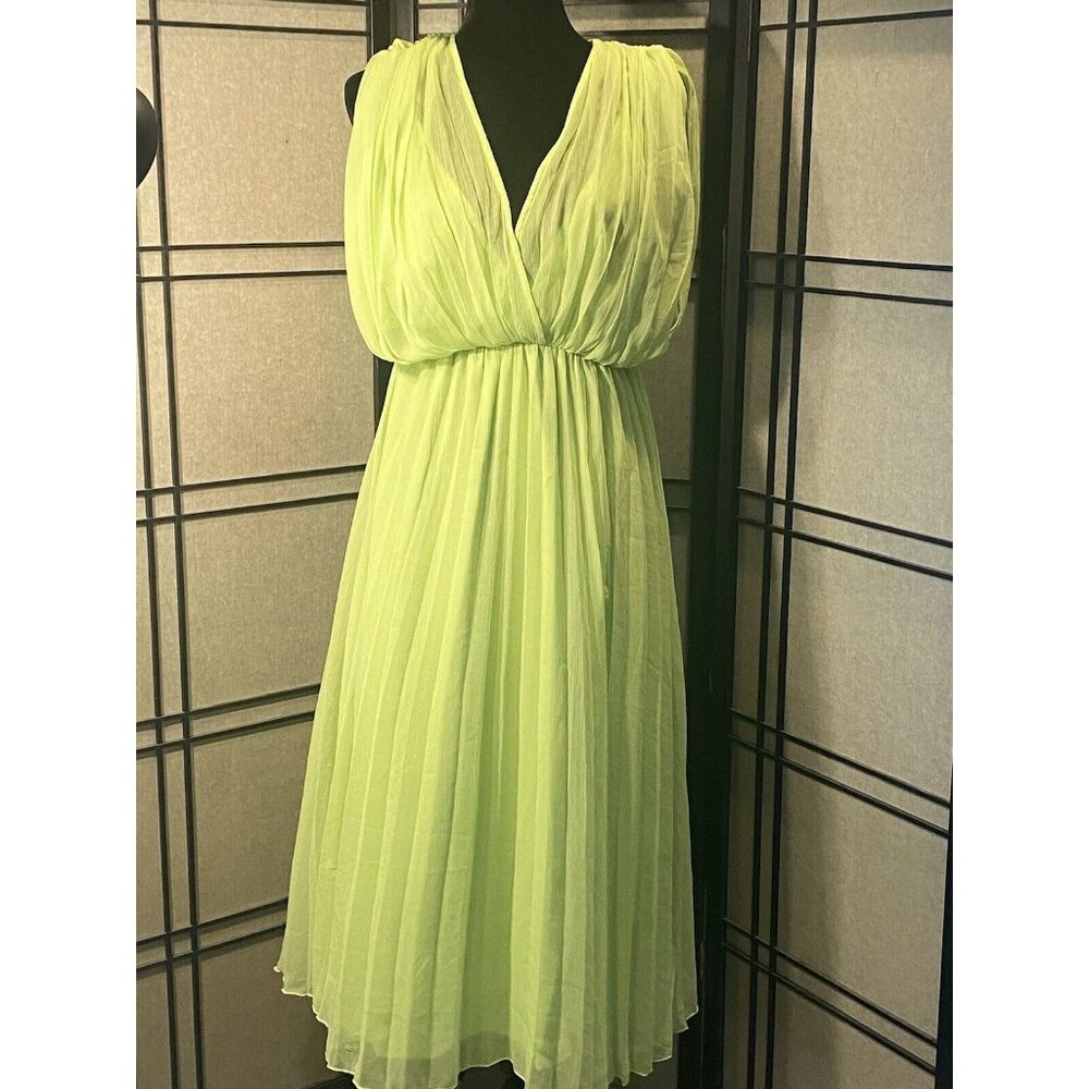 ASOS Design Gladiator Lime Green Sundress Size 4 Midi Flowing Get Noticed! - Picture 1 of 11